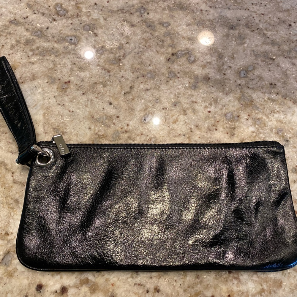 HOBO black leather wristlet/clutch